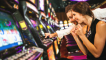 Happiness couple winning at Casino
