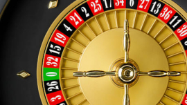 Close-up of a casino roulette seen from above.